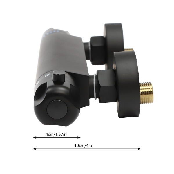 Grifo monomando termostático para ducha, Grifo monomando para ducha con bloqueo de seguridad a 38°C, Negro