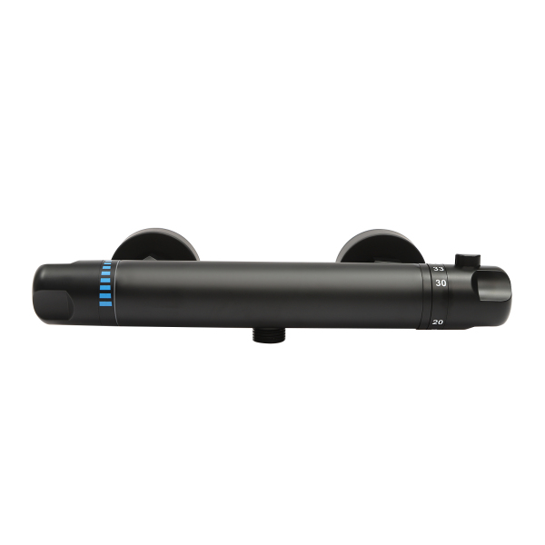 Grifo monomando termostático para ducha, Grifo monomando para ducha con bloqueo de seguridad a 38°C, Negro