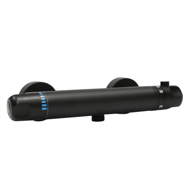 Grifo monomando termostático para ducha, Grifo monomando para ducha con bloqueo de seguridad a 38°C, Negro