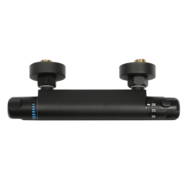 Grifo monomando termostático para ducha, Grifo monomando para ducha con bloqueo de seguridad a 38°C, Negro
