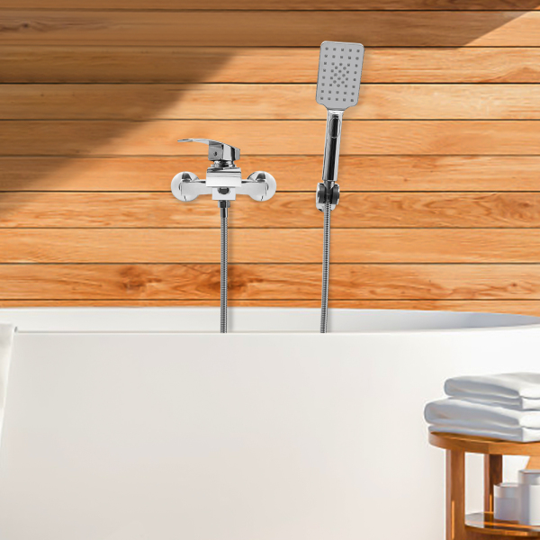 Grifo de baño con ducha de mano, grifo mezclador para baño, grifo mezclador para ducha, plata