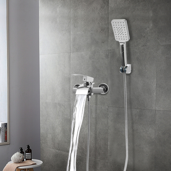 Grifo de baño con ducha de mano, grifo mezclador para baño, grifo mezclador para ducha, plata