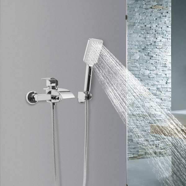 Grifo de baño con ducha de mano, grifo mezclador para baño, grifo mezclador para ducha, plata