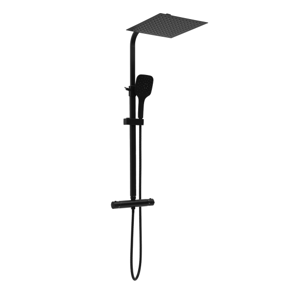 Juego de ducha de temperatura constante de 30 cm (rociador manual de 3 modos) - Negro