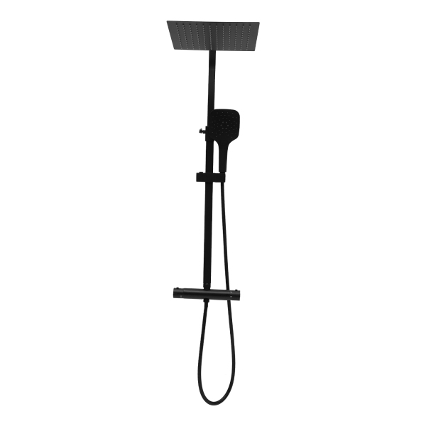 Juego de ducha de temperatura constante de 30 cm (rociador manual de 3 modos) - Negro