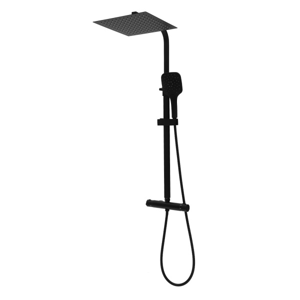 Juego de ducha de temperatura constante de 30 cm (rociador manual de 3 modos) - Negro