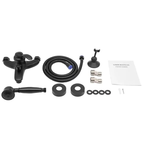 Accesorios para bañera, juego de accesorios de baño, grifo negro de ducha para bañera  montado en la pared con ducha de mano