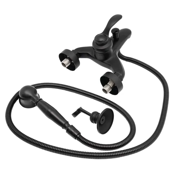 Accesorios para bañera, juego de accesorios de baño, grifo negro de ducha para bañera montado en la pared con ducha de mano Accesorios para bañera, juego de accesorios de baño, grifo negro de ducha para bañera montado en la pared con ducha de mano