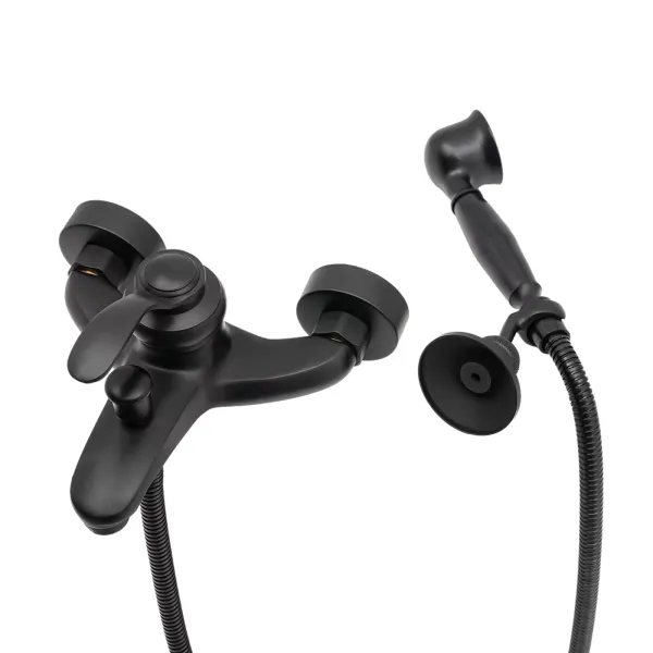 Accesorios para bañera, juego de accesorios de baño, grifo negro de ducha para bañera montado en la pared con ducha de mano Accesorios para bañera, juego de accesorios de baño, grifo negro de ducha para bañera montado en la pared con ducha de mano