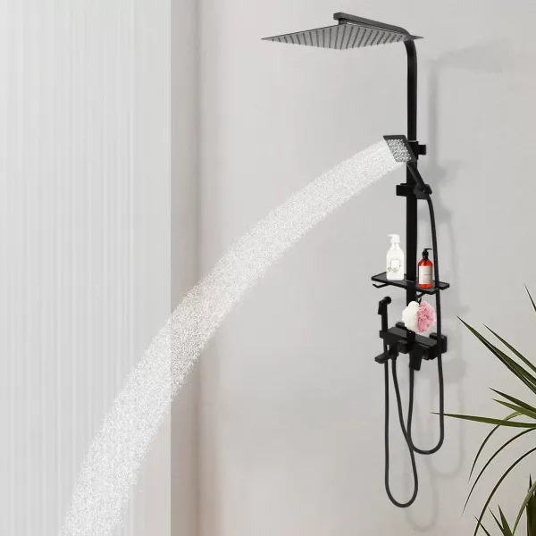 Juego de ducha de lluvia fría y caliente de 30*30 cm. Sistema de ducha, juego de ducha para baño, grifería de ducha negra