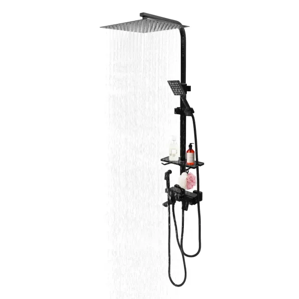 Juego de ducha de lluvia fría y caliente de 30*30 cm. Sistema de ducha, juego de ducha para baño, grifería de ducha negra