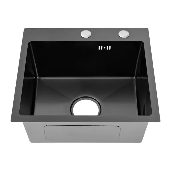 Fregadero de cocina con cesta de drenaje 40 x 45 cm, rectangular, dispensador de jabón, fregadero de acero inoxidable