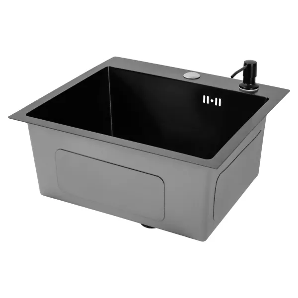Fregadero de cocina con cesta de drenaje 40 x 45 cm, rectangular, dispensador de jabón, fregadero de acero inoxidable Fregadero de cocina con cesta de drenaje 40 x 45 cm, rectangular, dispensador de jabón, fregadero de acero inoxidable