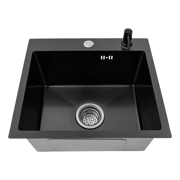 Fregadero de cocina con cesta de drenaje 40 x 45 cm, rectangular, dispensador de jabón, fregadero de acero inoxidable Fregadero de cocina con cesta de drenaje 40 x 45 cm, rectangular, dispensador de jabón, fregadero de acero inoxidable