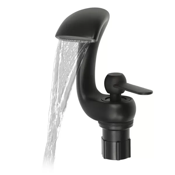 Grifo de baño en cascada, negro, grifo de lavabo moderno, lavabo de latón, grifo mezclador monomando, frío y caliente para baño