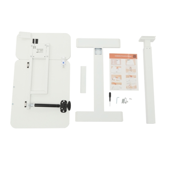 Escritorio móvil de pie, mesita de noche ajustable, mesa elevable, versión derecha (lado izquierdo abatible) - blanco