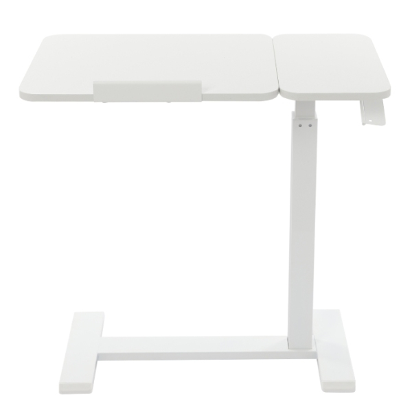 Escritorio móvil de pie, mesita de noche ajustable, mesa elevable, versión derecha (lado izquierdo abatible) - blanco