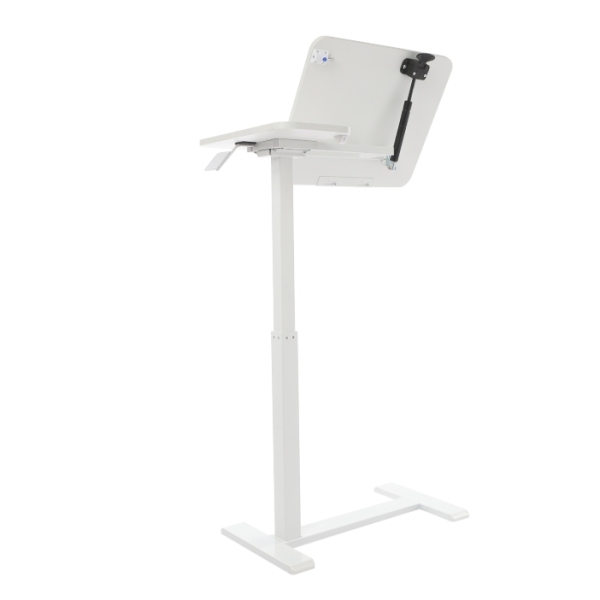 Escritorio móvil de pie, mesita de noche ajustable, mesa elevable, versión derecha (lado izquierdo abatible) - blanco Escritorio móvil de pie, mesita de noche ajustable, mesa elevable, versión derecha (lado izquierdo abatible) - blanco