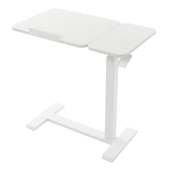 Escritorio móvil de pie, mesita de noche ajustable, mesa elevable, versión derecha (lado izquierdo abatible) - blanco