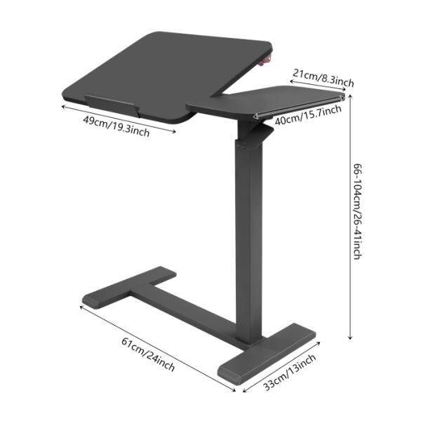 Escritorio móvil de pie, mesita de noche ajustable, escritorio elevable, versión derecha (reversible a la izquierda) - Negro Escritorio móvil de pie, mesita de noche ajustable, escritorio elevable, versión derecha (reversible a la izquierda) - Negro