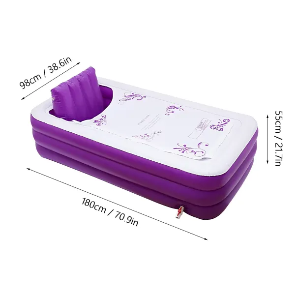 Bañera plegable para adultos, 180 x 98 x 55 cm, inflable, para adultos, spa o bañera, móvil independiente, para baño caliente/helado, lila y blanco Bañera plegable para adultos, 180 x 98 x 55 cm, inflable, para adultos, spa o bañera, móvil independiente, para baño caliente/helado, lila y blanco