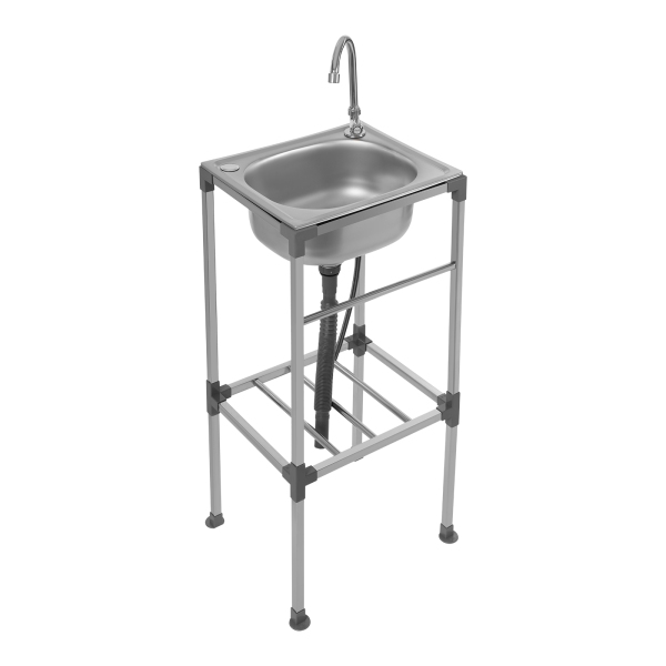 Lavabo independiente, fregadero de acero inoxidable, fregadero comercial con grifo de agua fría, Grifo giratorio de 360° Lavabo independiente, fregadero de acero inoxidable, fregadero comercial con grifo de agua fría, Grifo giratorio de 360°