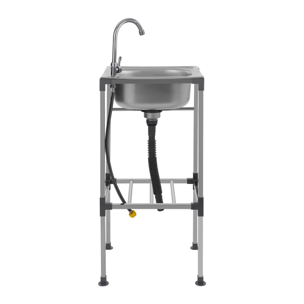 Lavabo independiente, fregadero de acero inoxidable, fregadero comercial con grifo de agua fría, Grifo giratorio de 360°