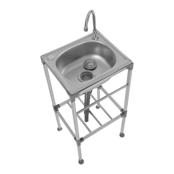 Lavabo independiente, fregadero de acero inoxidable, fregadero comercial con grifo de agua fría, Grifo giratorio de 360° Lavabo independiente, fregadero de acero inoxidable, fregadero comercial con grifo de agua fría, Grifo giratorio de 360°