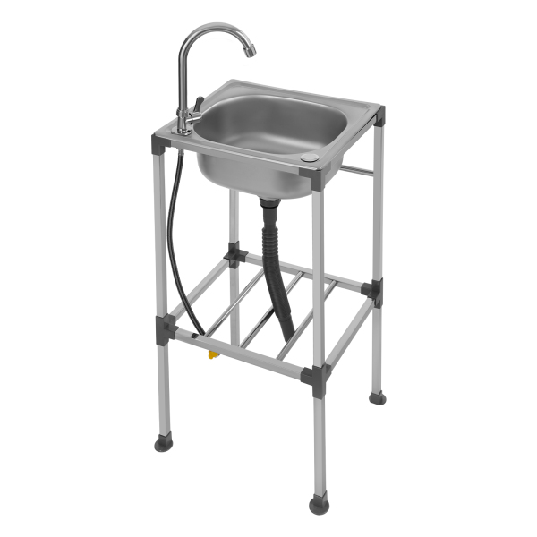 Lavabo independiente, fregadero de acero inoxidable, fregadero comercial con grifo de agua fría, Grifo giratorio de 360° Lavabo independiente, fregadero de acero inoxidable, fregadero comercial con grifo de agua fría, Grifo giratorio de 360°