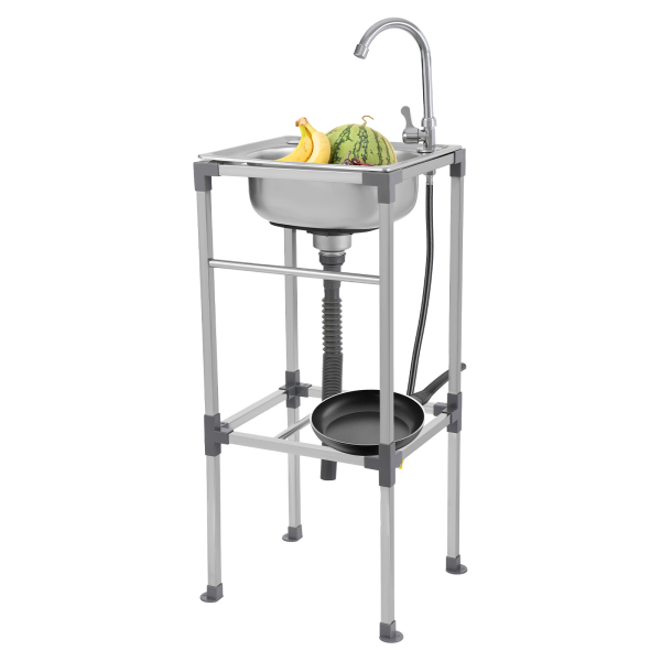 Lavabo independiente, fregadero de acero inoxidable, fregadero comercial con grifo de agua fría Lavabo independiente, fregadero de acero inoxidable, fregadero comercial con grifo de agua fría