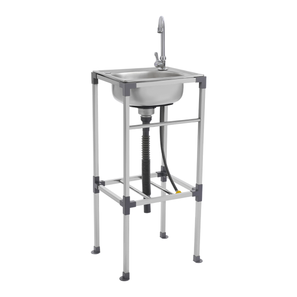 Lavabo independiente, fregadero de acero inoxidable, fregadero comercial con grifo de agua fría Lavabo independiente, fregadero de acero inoxidable, fregadero comercial con grifo de agua fría