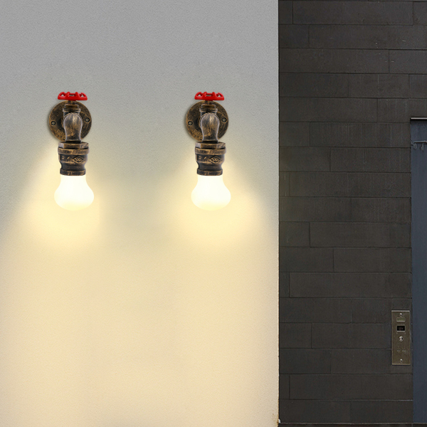 Lámpara de pared E27 con forma de grifo de metal, lámpara de pared industrial, lámpara de pared vintage retro para bares, pasillos Lámpara de pared E27 con forma de grifo de metal, lámpara de pared industrial, lámpara de pared vintage retro para bares, pasillos