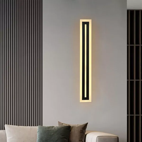 Luces de pared modernas 60CM, ángulo recto, luz calida 3000K, adecuada para porche, patio, sala de estar y dormitorio, negro