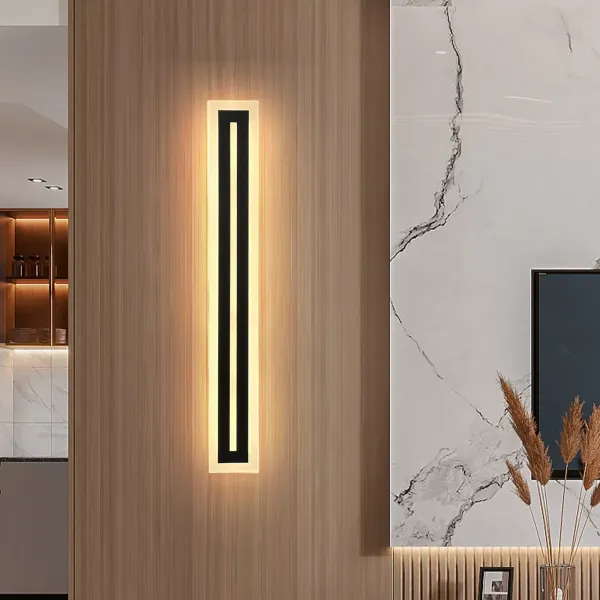 Luces de pared modernas 60CM, ángulo recto, luz calida 3000K, adecuada para porche, patio, sala de estar y dormitorio, negro