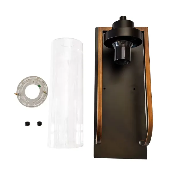 Aplique de pared moderno para granja, aplique de pared, luces de baño, acabado negro de grano de madera (E27Base)