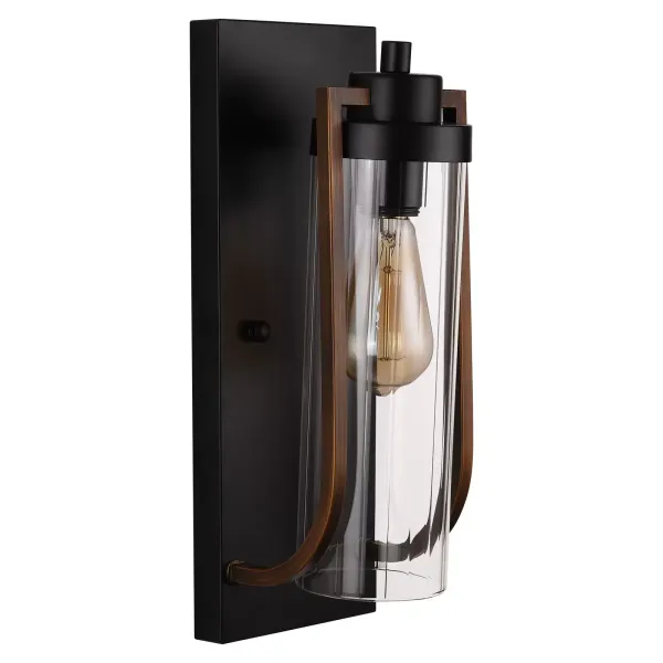 Aplique de pared moderno para granja, aplique de pared, luces de baño, acabado negro de grano de madera (E27Base) Aplique de pared moderno para granja, aplique de pared, luces de baño, acabado negro de grano de madera (E27Base)