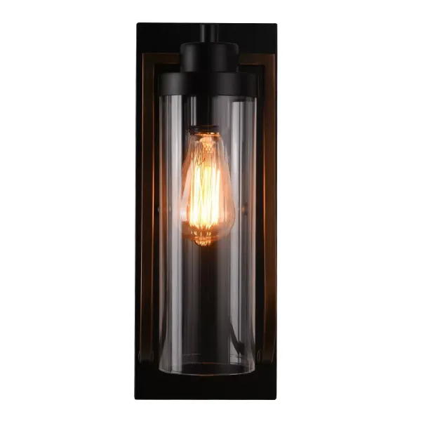 Aplique de pared moderno para granja, aplique de pared, luces de baño, acabado negro de grano de madera (E27Base)