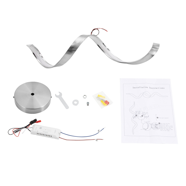 Lámpara de pared LED, Lámpara de pared espiral, Lámpara de pared para pasillo dormitorio, Plata