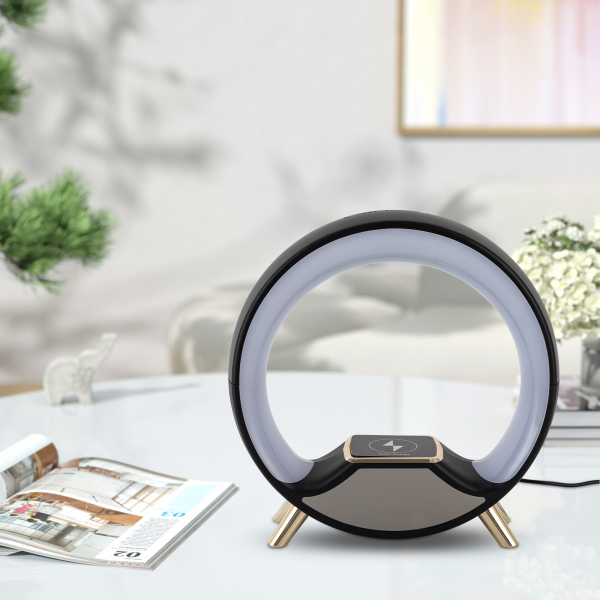 Lámpara de cabecera Lámpara de escritorio LED Luz de humor con altavoz Bluetooth y pantalla LED
