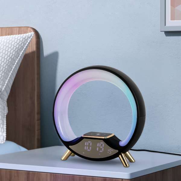 Lámpara de cabecera Lámpara de escritorio LED Luz de humor con altavoz Bluetooth y pantalla LED