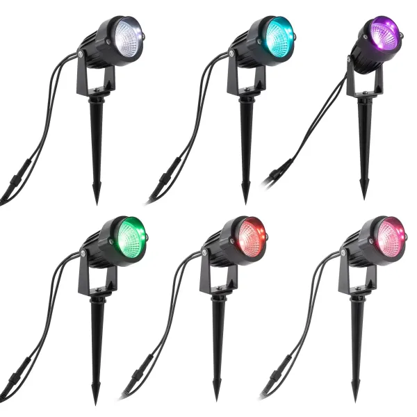 Iluminación de jardín RGB, 6 piezas, luz de jardín eléctrica con estacas, con mando a distancia, iluminación exterior para árboles, fiesta