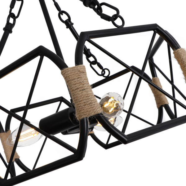 Lámpara de techo industrial, lámpara de techo rústica de granja, lámpara de techo con hexágono, negro