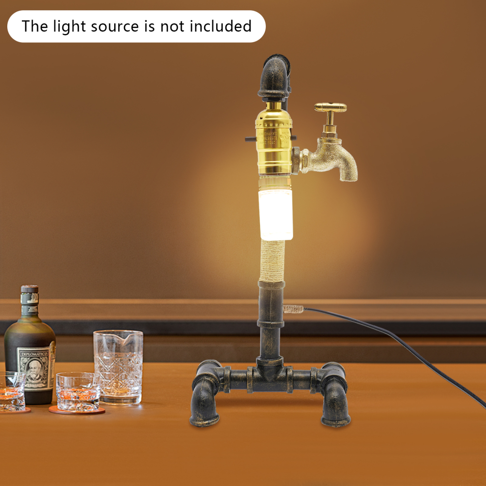 Lámpara de mesa lámpara de escritorio lámpara de tubería de agua industrial creativa para mesita de noche (sin bombilla)