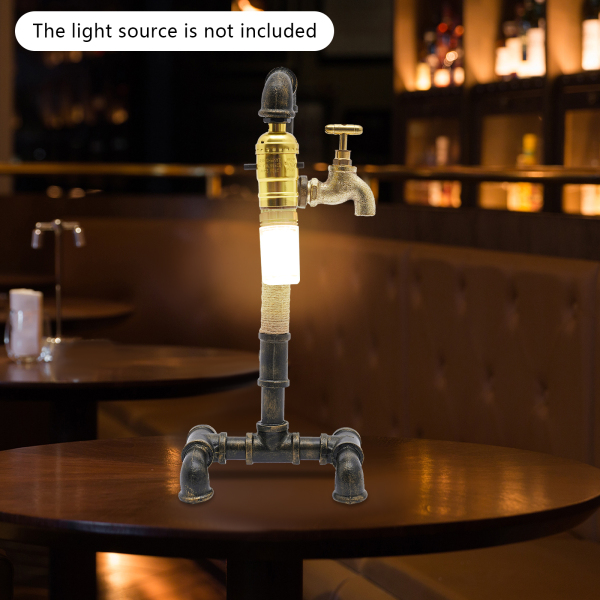 Lámpara de mesa lámpara de escritorio lámpara de tubería de agua industrial creativa para mesita de noche (sin bombilla)