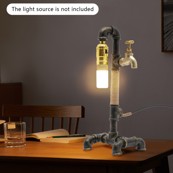 Lámpara de mesa lámpara de escritorio lámpara de tubería de agua industrial creativa para mesita de noche (sin bombilla) Lámpara de mesa lámpara de escritorio lámpara de tubería de agua industrial creativa para mesita de noche (sin bombilla)