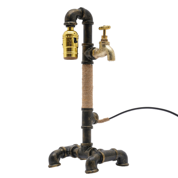 Lámpara de mesa lámpara de escritorio lámpara de tubería de agua industrial creativa para mesita de noche (sin bombilla) Lámpara de mesa lámpara de escritorio lámpara de tubería de agua industrial creativa para mesita de noche (sin bombilla)