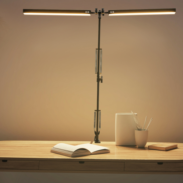 Lámpara de lectura de mesa, Lámpara de escritorio LED con pulsador, Lámpara de escritorio, Iluminación y brillo ajustables