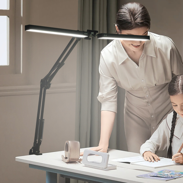Lámpara de lectura de mesa, Lámpara de escritorio LED con pulsador, Lámpara de escritorio, Iluminación y brillo ajustables