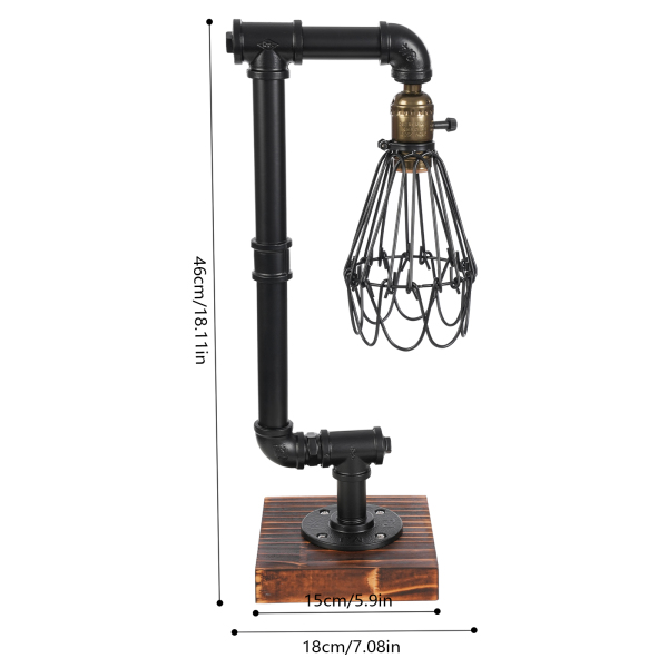 CNCEST Lámpara de escritorio de madera, vintage, metal, lámpara de mesa retro industrial
