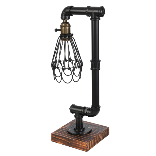 CNCEST Lámpara de escritorio de madera, vintage, metal, lámpara de mesa retro industrial